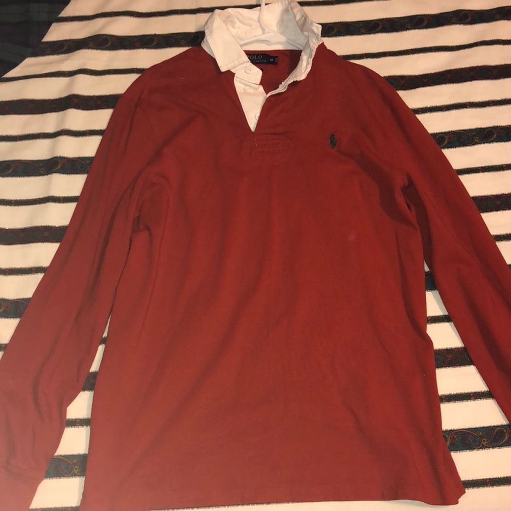 Brown polo long sleeve collared shirt